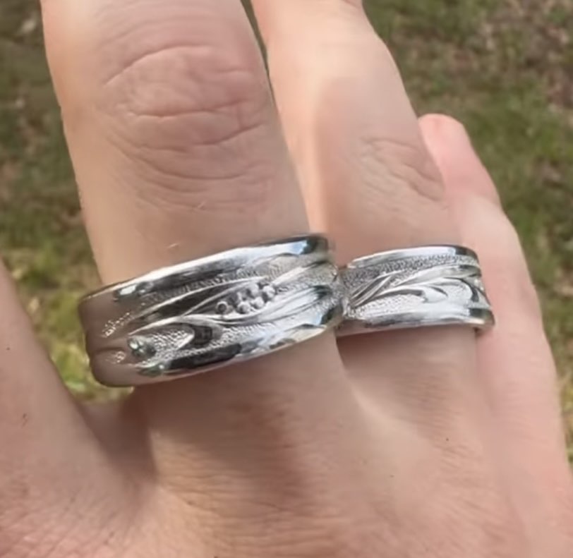 Spoon rings worn on hand