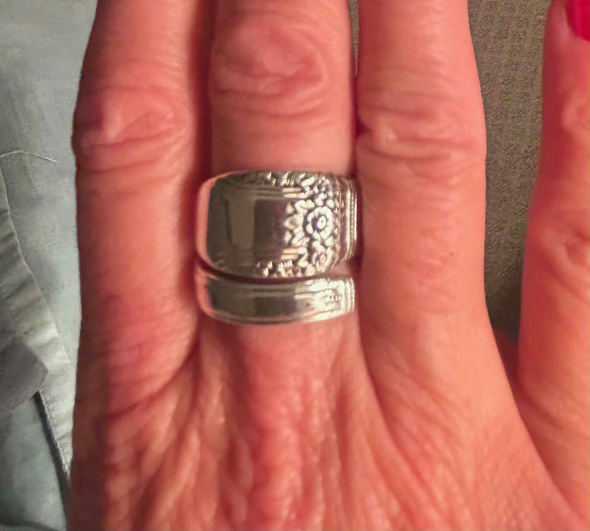 Spoon rings worn on hand